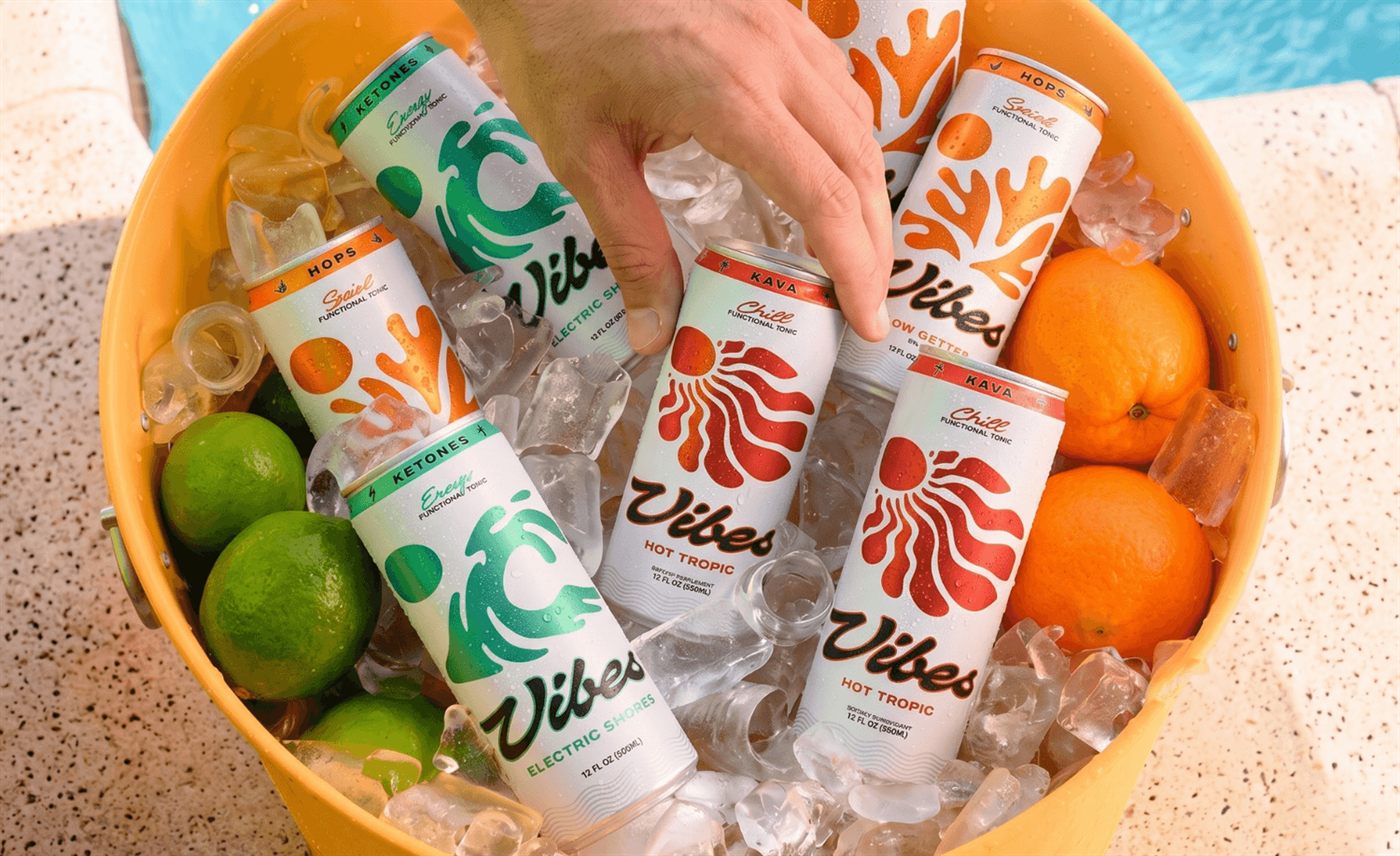 Vibes cans on ice